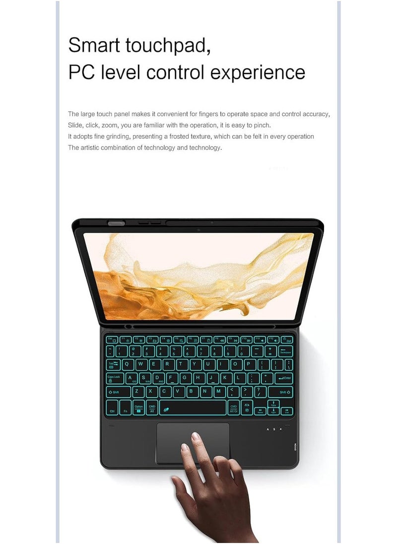 Arabic and English Keyboard Is Compatible with Samsung Galaxy Tab S9 11inch Keyboard Case - Touchpad Detachable Keyboard with Ultra-thin Leather Stand with S Pen Holder