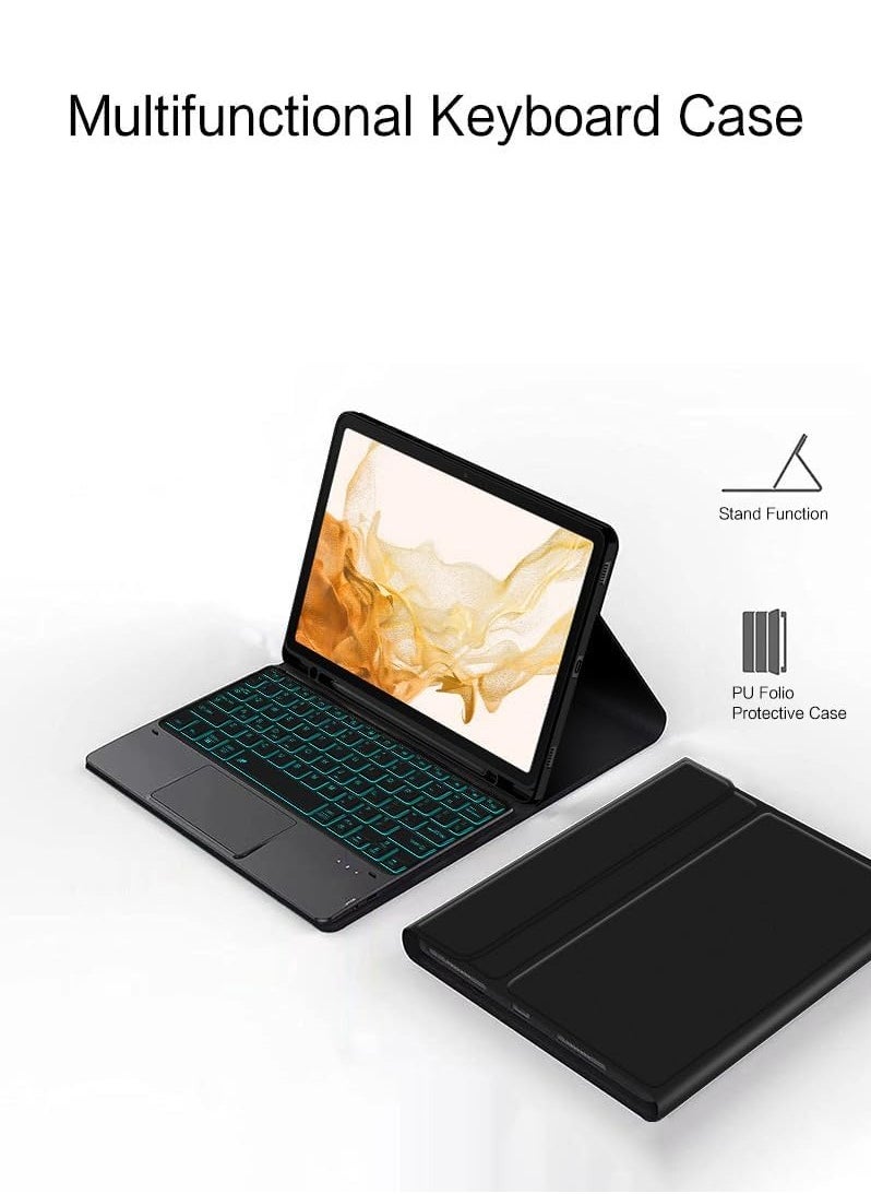 Arabic and English Keyboard Is Compatible with Samsung Galaxy Tab S9 11inch Keyboard Case - Touchpad Detachable Keyboard with Ultra-thin Leather Stand with S Pen Holder