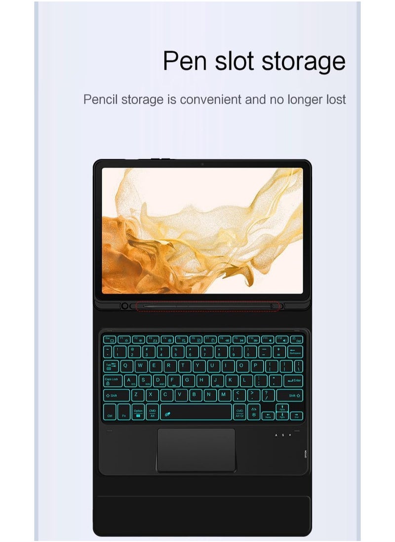 Arabic and English Keyboard Is Compatible with Samsung Galaxy Tab S9 11inch Keyboard Case - Touchpad Detachable Keyboard with Ultra-thin Leather Stand with S Pen Holder