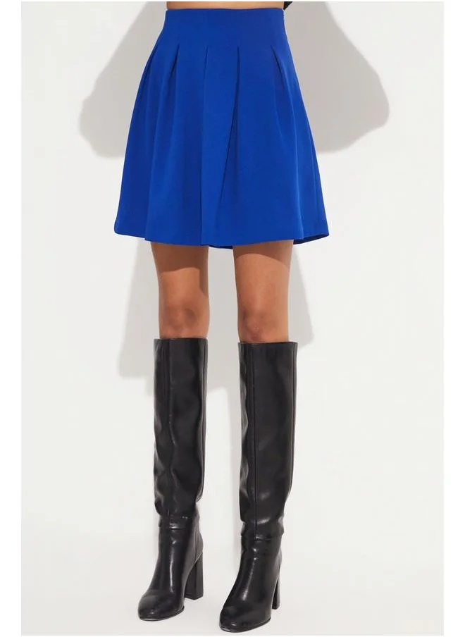 JUNE June Pleated Knitted Skirt Saxe