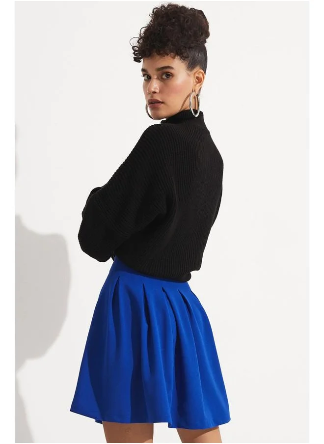 JUNE June Pleated Knitted Skirt Saxe