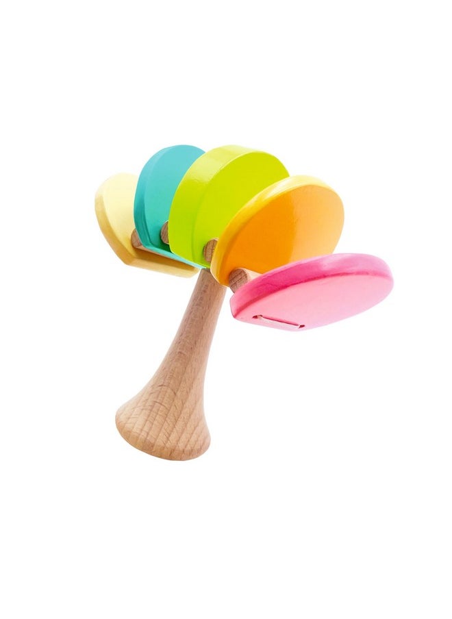 Little Genius Little Genius Wooden Five Flap Castanet Rattle | Colorful Baby Rattle for Early Sensory Development | Montessori-Inspired Wooden Toy for Babies 