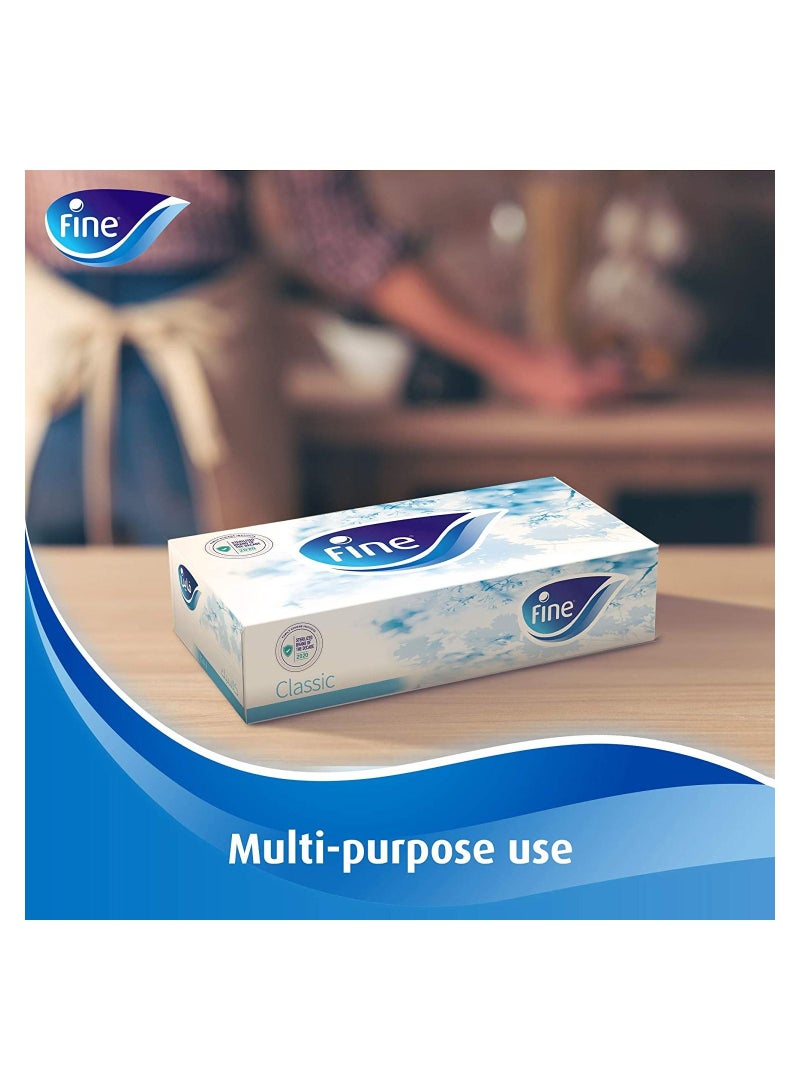 فاين مناديل فاين كلاسيك للوجه ، مناديل بيضاء 150 × طبقتين ، عبوة من 10 - Image 3