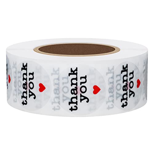 Hybsk Thank You Stickers with Black Heart 1 Inch Round 1,000 Adhesive Labels Per Roll (Transparent Material) - Image 3