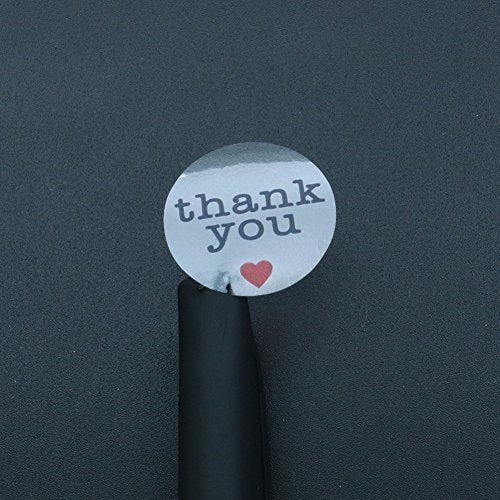 Hybsk Thank You Stickers with Black Heart 1 Inch Round 1,000 Adhesive Labels Per Roll (Transparent Material) - Image 5