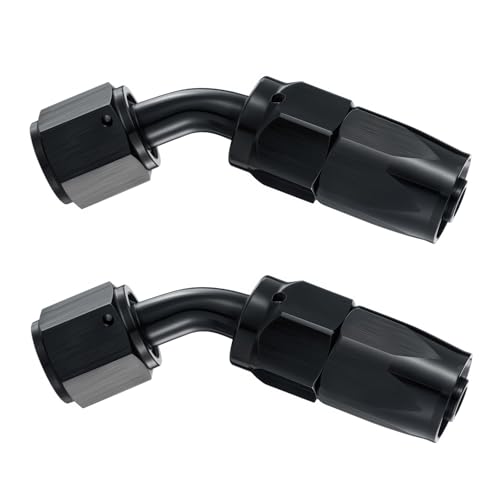 ROSY PIXEL 2Pcs 6AN 45 Degree Swivel Hose End Fitting for Fuel Oil Line Aluminum Black (45 Degree) - Image 1
