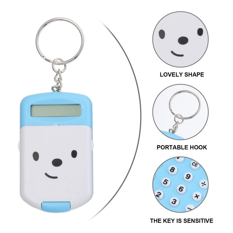 2Pcs Mini Blue Cartoon Calculator Portable Electronic Arithmetic For Students Office - Image 5