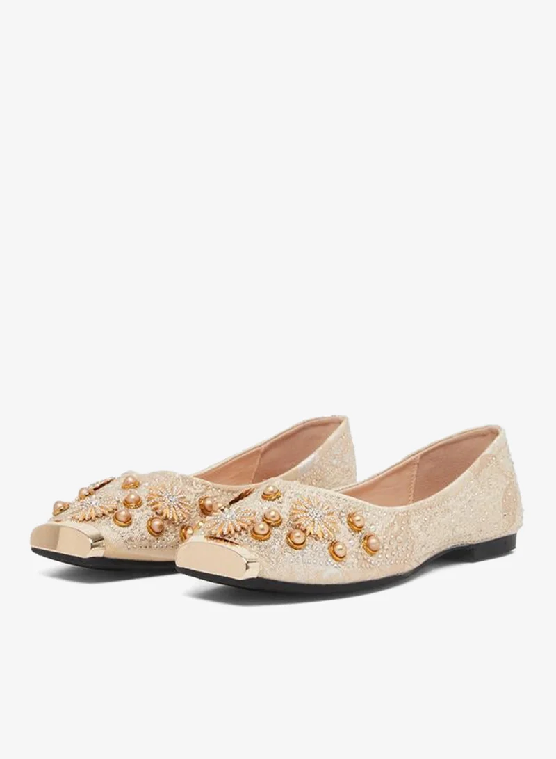 Styli Women Beige Embellished Ballerina