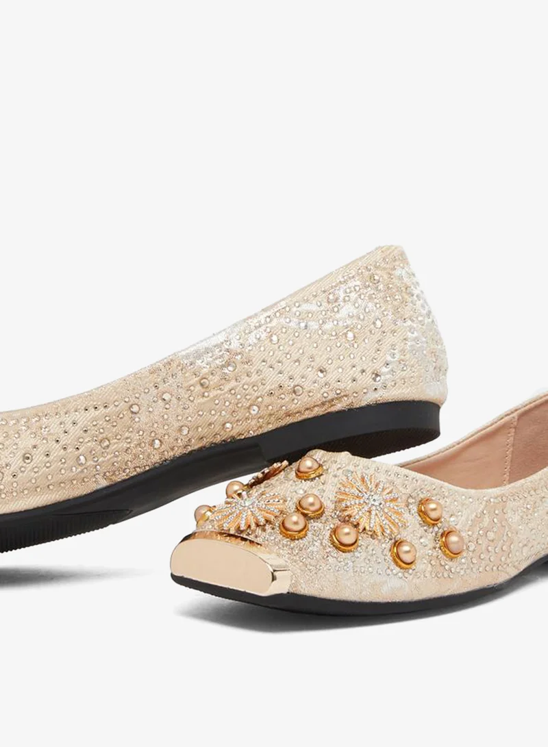 Styli Women Beige Embellished Ballerina
