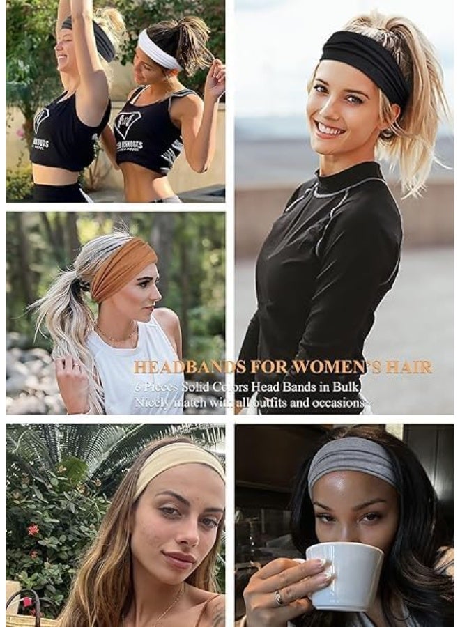 2 Pcs headbands For Women Wide White&Gray Headband Yoga Workout Head Bands Hair Accessories - Image 3