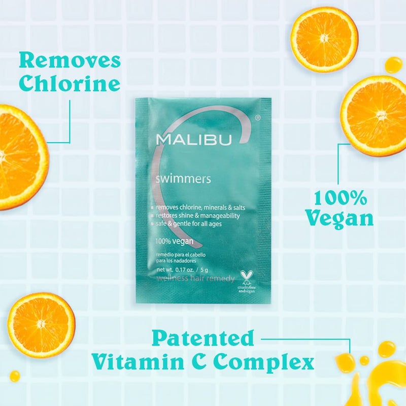 Malibu C ماليبوا سي علاج العافية للسباحين ورعاية الشعر بعد السباحة - علاج استعادة وترطيب الشعر مع مركب فيتامين سي - يحمي من تغير اللون بسبب الكلور ومياه البحر والتراكم (3 عبوات) - Image 4