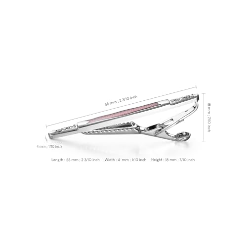 UJOY Mens Tie Pin Bar Enamel Silver Classic Men's Fashion Accessories Red with Rhinestones - Image 4
