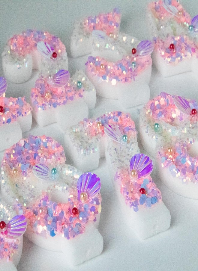 Zlongron Pink Number Candles, Handmade Shell Sequin Birthday Candles, Suitable for Birthdays, Anniversaries, commemorations, Theme Party Supplies, Decorations Number 3 Candle - Image 4