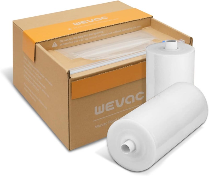 Wevac 6''x100' & 8''x100' 2 Rolls, Vacuum Seal Roll Keeper with Cutter, Ideal Vacuum Sealer Bags for Food Saver, BPA Free, Commercial Grade, Great for Storage, Meal prep and Sous Vide - Image 1