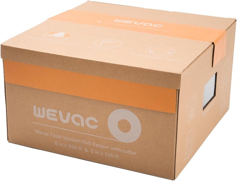 Wevac 6''x100' & 8''x100' 2 Rolls, Vacuum Seal Roll Keeper with Cutter, Ideal Vacuum Sealer Bags for Food Saver, BPA Free, Commercial Grade, Great for Storage, Meal prep and Sous Vide - Image 4