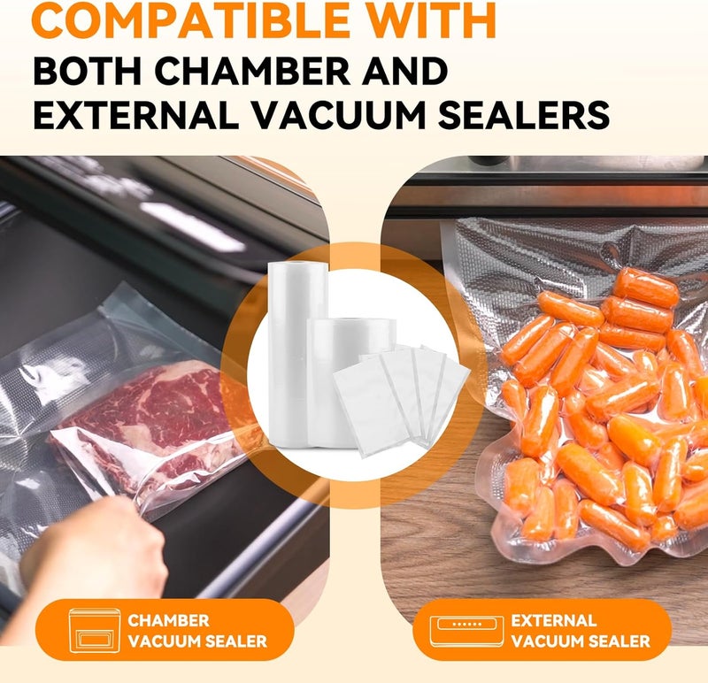 Wevac 6''x100' & 8''x100' 2 Rolls, Vacuum Seal Roll Keeper with Cutter, Ideal Vacuum Sealer Bags for Food Saver, BPA Free, Commercial Grade, Great for Storage, Meal prep and Sous Vide - Image 3