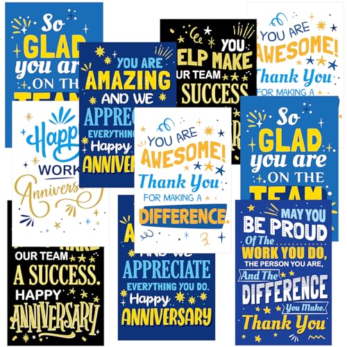 Fancy Land Work Anniversary Cards Employee Appreciation Cards with Envelopes for Business Greetings Work Team Encouragement Supplies 30Pcs - Image 1