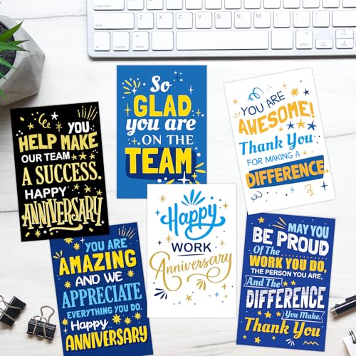 Fancy Land Work Anniversary Cards Employee Appreciation Cards with Envelopes for Business Greetings Work Team Encouragement Supplies 30Pcs - Image 4