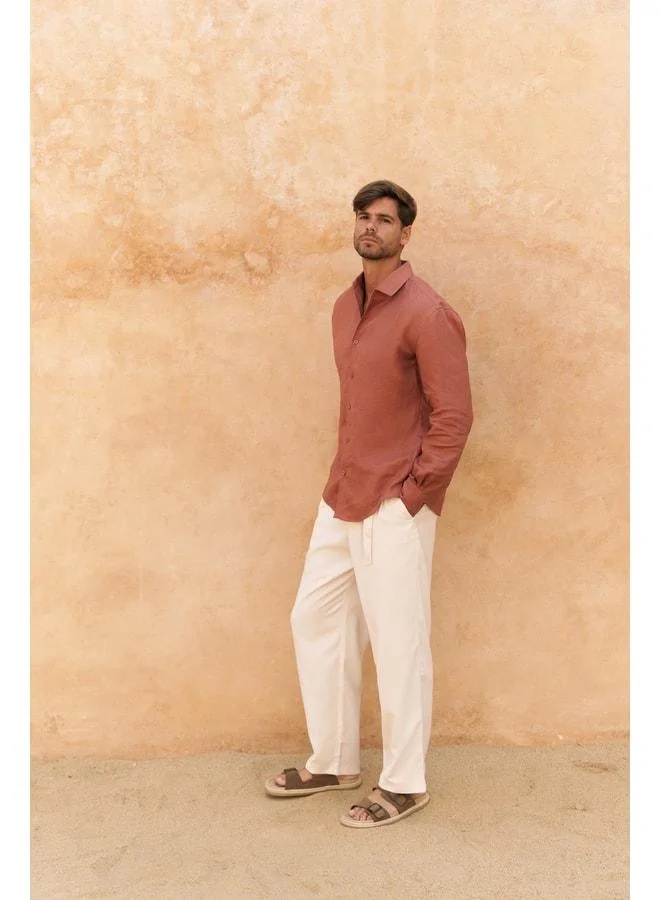 Bohemai  Ottavia Cinnamon Linen Oversize Men's Shirt for Men | Best Price UAE
