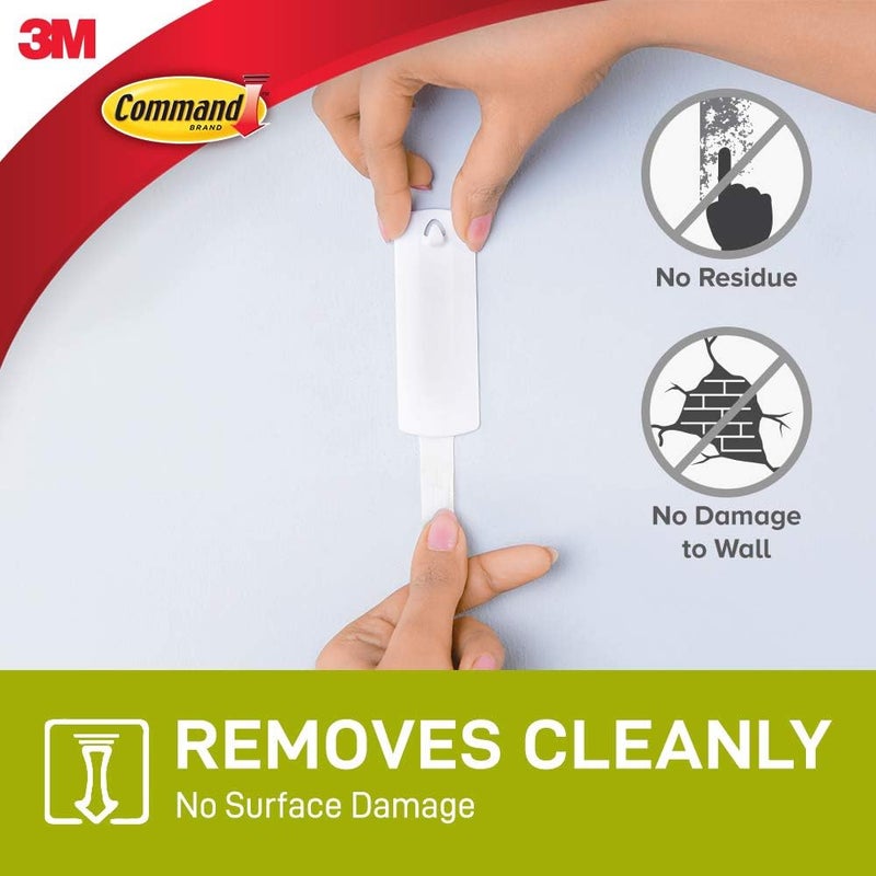 Command Wire Backed Large Picture Hanger | holds 2.2 kg each hook | White color | Organize | Decoration | No Tools | Holds Strongly | Damage-Free Hanging | 1 hanger + 2 strips/pack - Image 5