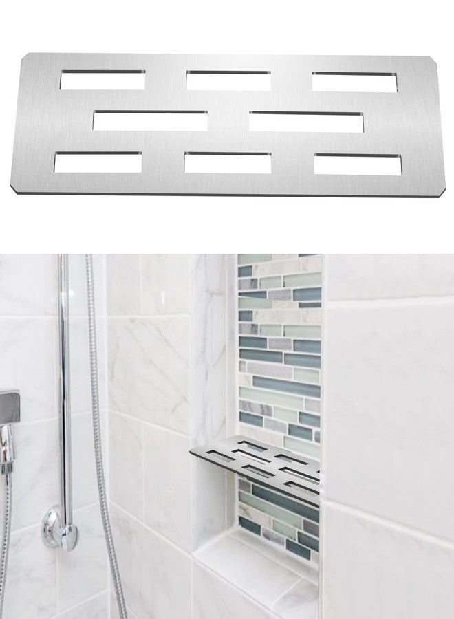 Hezaosth Rectangular Shelf for 12 Inch Tile Prefabricated Niches, Shower Niche Shelf with Brushed 316 Stainless Steel Finish, Fits 1/8 inch Grout Lines Shower Niche Insert - Image 1