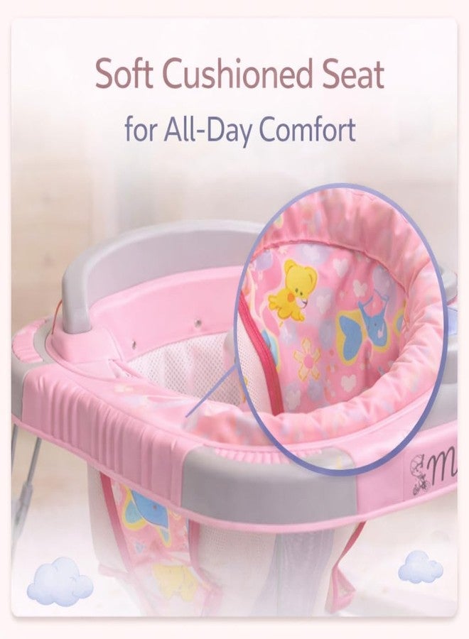 Maanit Musical Baby Walker for 6-24 Months - 3 in1 Walker for Kids, 6-Wheel Adjustable Foldable Infant Walker with Cushioned Seat, 360° Rotating Wheels - Lightweight Safe Learning Walker for Toddlers (Pink) - Image 3