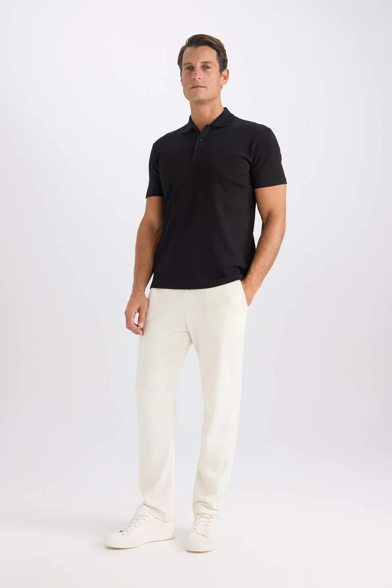 ديفاكتو Slim Fit Short Sleeve Cotton Basic Polo Shirt