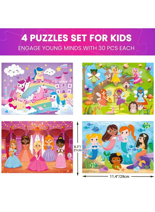 QUOKKA Puzzles for Toddlers 3-5 - 4 x 30 Pieces Puzzles for Kids Ages 2-4 - Meadow Girls Learning Jigsaw Puzzles for Kids 4-6 Years Old - Educational Toys for Boy and Girl - Image 3