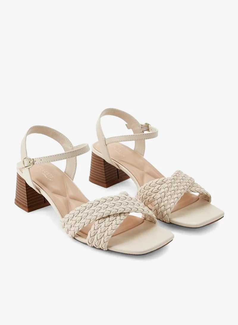 سيليست Women Braided Cross Strap Block Heel Sandals
