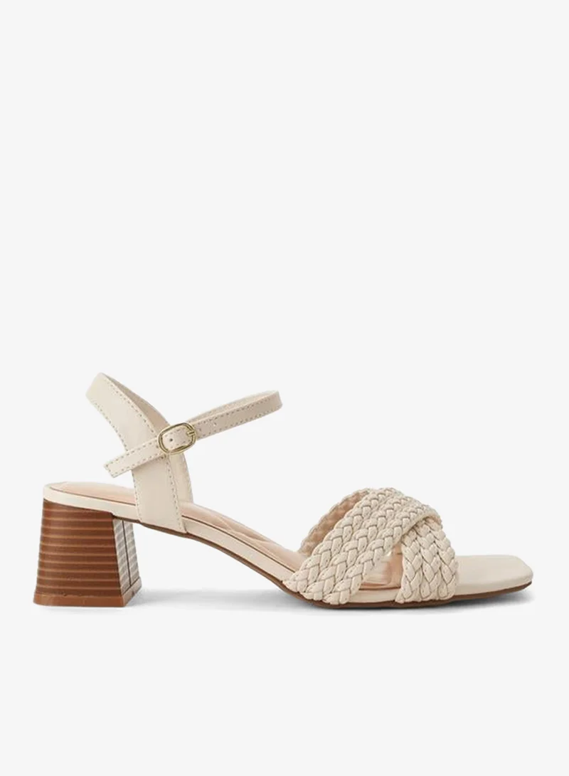 سيليست Women Braided Cross Strap Block Heel Sandals