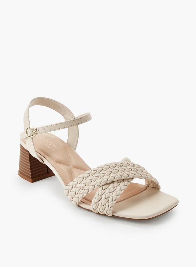 Celeste Women Braided Cross Strap Block Heel Sandals - Image 2
