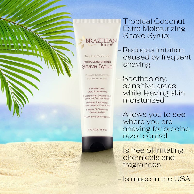 Brazilian Bare Tropical Coconut Extra Moisturizing Shave Syrup â€“ Preferred Over Traditional Womens Shave Creams And Womens Shave Gels - Image 4