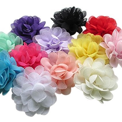 Chenkou Craft 12PCS Big 55MM Organza Ribbon Bows Flowers Appliques Wedding Party Decoration - Image 1