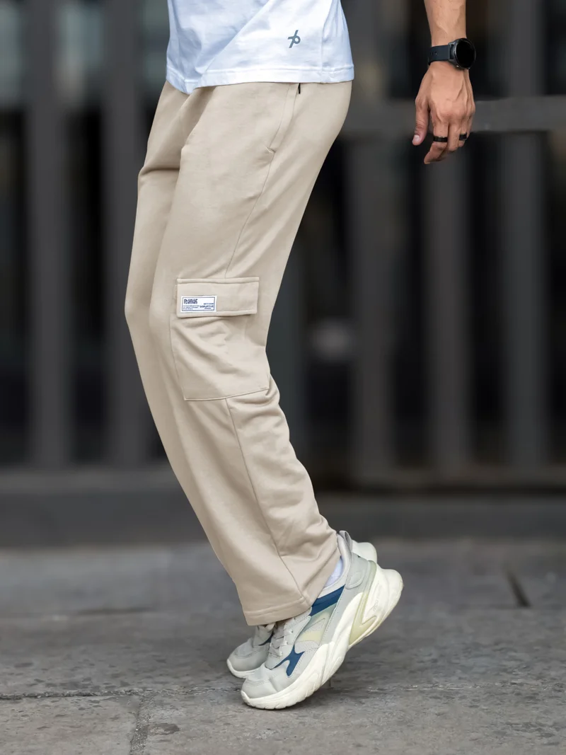 مانياك بنطلون كارغو رجالي مانياك بقصة واسعة بلون بيج