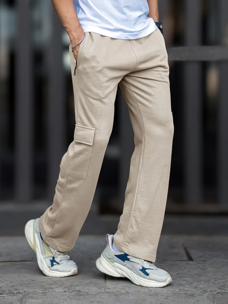 مانياك بنطلون كارغو رجالي مانياك بقصة واسعة بلون بيج