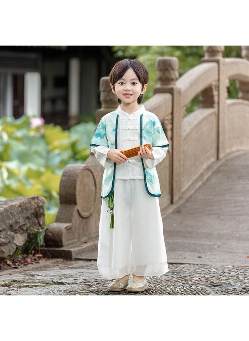 Boys' Hanfu Chinese Style Set white Shirt and Pants Two-piece Suits Spring And Autumn New Children's Tang Dynasty Fashion Clothes  - Image 3