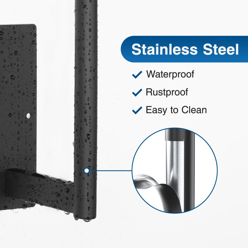 susswiff Paper Towel Holder Under Cabinet - Stainless Steel Paper Towel Holder Wall Mount, Self-Adhesive or Drilling, Matte Black Towel Rack for Kitchen Organization and Storage, Kitchen Paper Roll Holder - Image 3