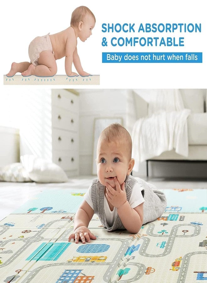 XBEY Extra Large Reversible Baby Play Mat, BPA Free Learning & Crawling Foldable Foam Mat, Playing Floor Mat for Baby, Non-Slip Waterproof Indoor Outdoor Playmat for Kids (Baby City Forest Play Mat) - Image 5