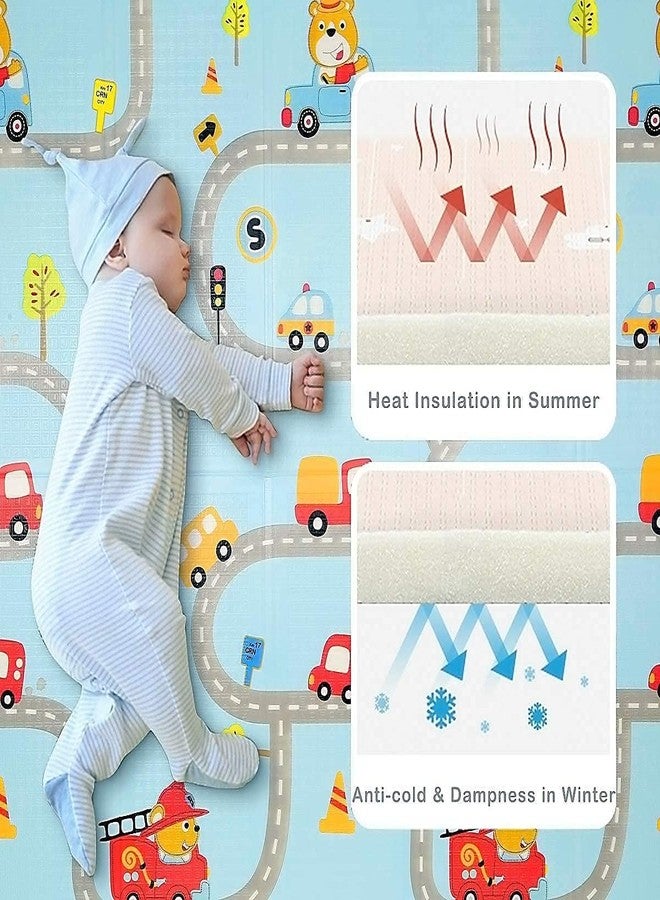 XBEY Extra Large Reversible Baby Play Mat, BPA Free Learning & Crawling Foldable Foam Mat, Playing Floor Mat for Baby, Non-Slip Waterproof Indoor Outdoor Playmat for Kids (Baby City Forest Play Mat) - Image 4