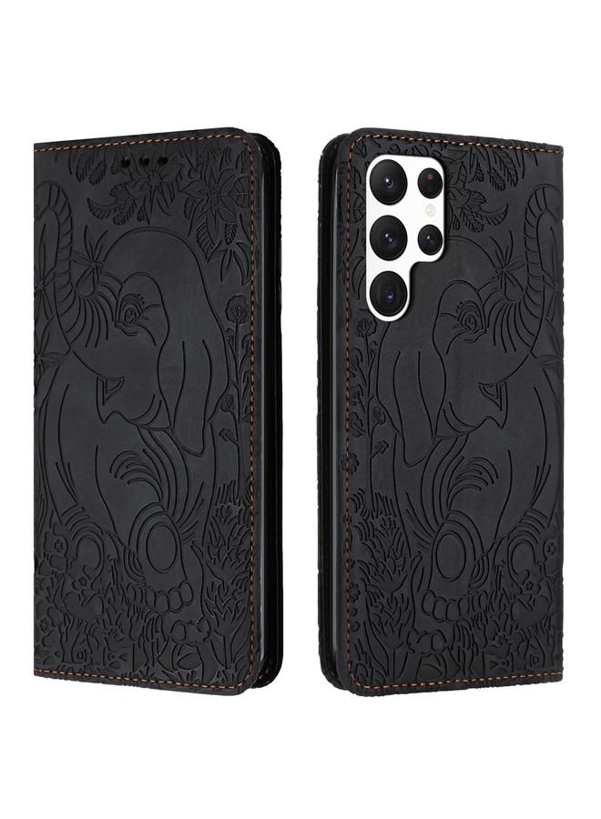 S-TOP Case For Samsung Galaxy S24 Ultra 5G Retro Elephant Embossed Leather Phone Case - Image 1