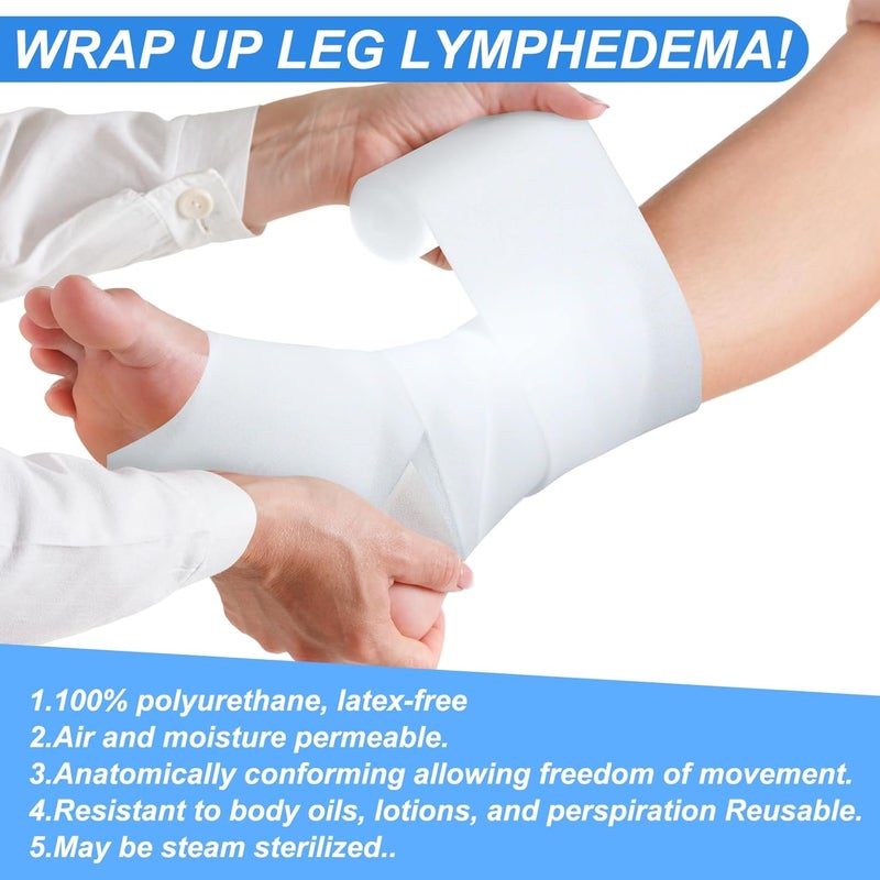 Threlaco 4 قطع لفائف اللمف edema للساقين حشوة جبيرة ضمادة طبية غير لاصقة رول ضمادة رغوة حشوة اللمف تحت ضمادات الضغط لتوزيع الوذمة الرياضية - Image 2