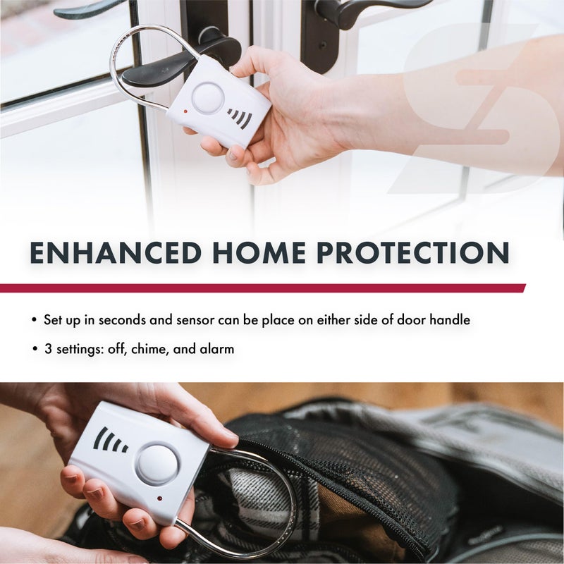 SABRE 110dB Door Handle Alarm, Extremely Loud Wireless Audible Up To 680 Ft Away, Hangs Off Door Knob or Handle, Vibration-Triggered Home Security Alarm, 3 Adjustable Settings, Great for Travel - Image 5