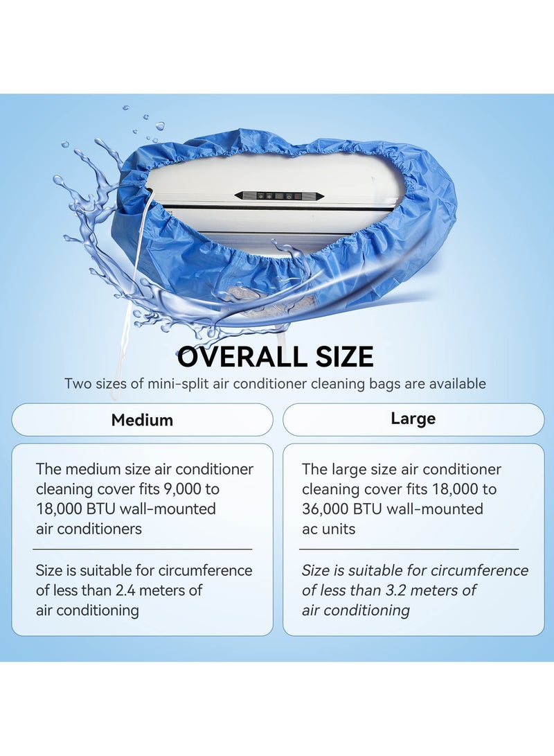 زيريفام كيس غطاء تنظيف مكيفات الهواء، طقم واقي تنظيف غبار الغسيل المثبت على الحائط مع أنبوب مياه بطول 2.8 متر، حقيبة خدمة مكيفات الهواء المنفصلة لوحدات التكييف المنزلية (2P-3P) - Image 5