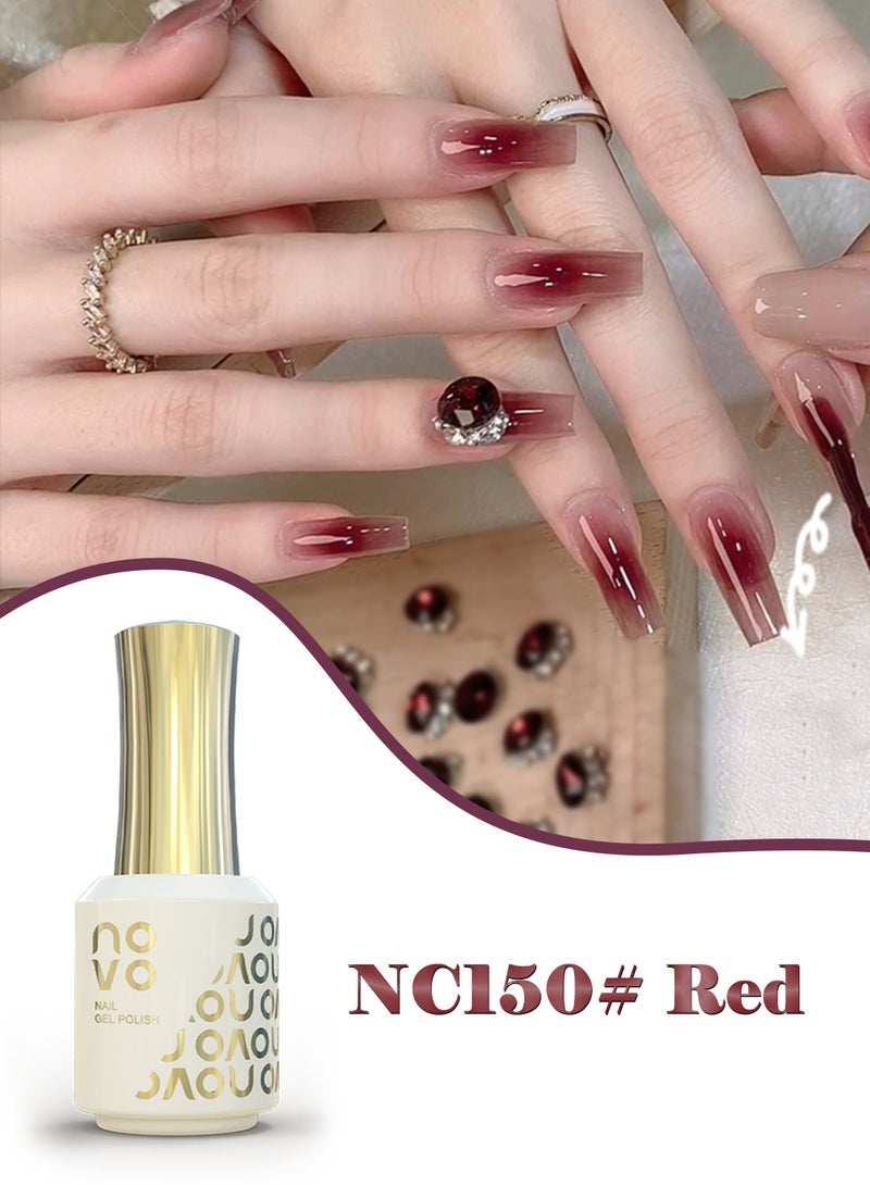 Novo Gel Nail Polish, Sheer Nude Gel Nail, UV & LED Cured Quick Dry, Long-Lasting Gel Polish for DIY Manicure, Nail Art at Home or Salon 12ml-NC150# Red - Image 2