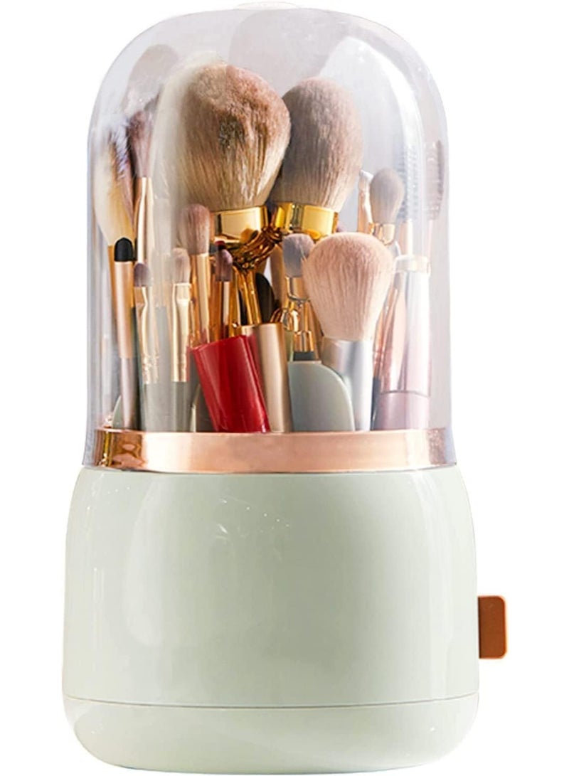 منظم فرش المكياج الدوار مع غطاء دوار 360 درجة مقاوم للغبار لتنظيم فرش المكياج لمستحضرات التجميل YH-2001 - Image 1