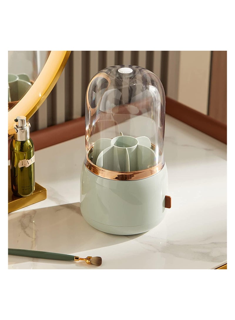 منظم فرش المكياج الدوار مع غطاء دوار 360 درجة مقاوم للغبار لتنظيم فرش المكياج لمستحضرات التجميل YH-2001 - Image 3