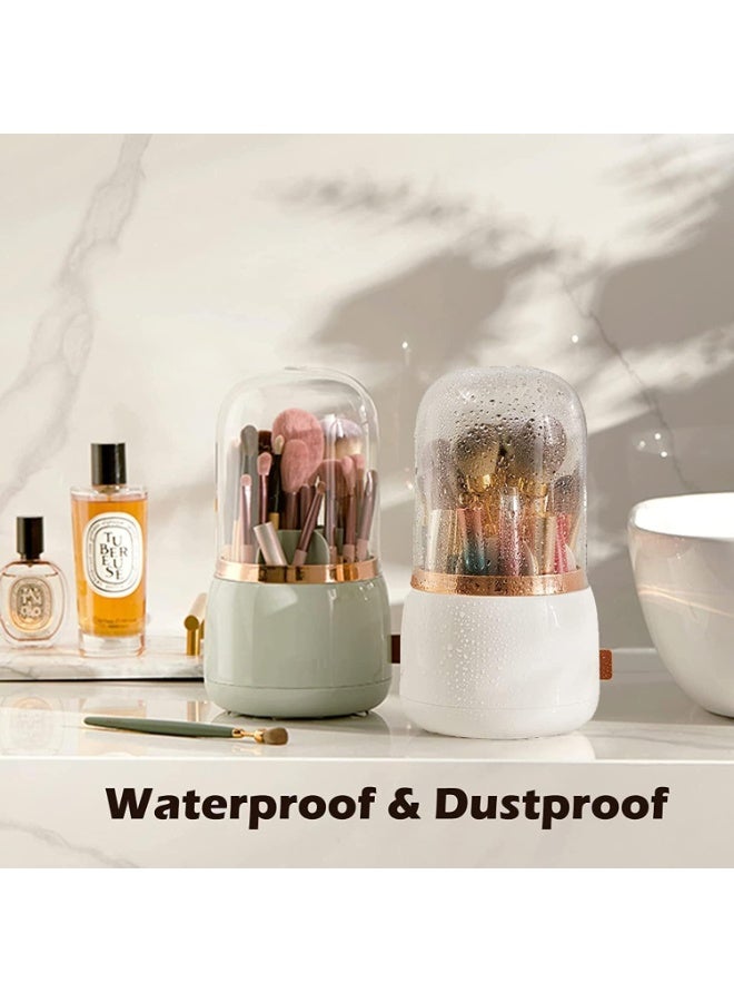 منظم فرش المكياج الدوار مع غطاء دوار 360 درجة مقاوم للغبار لتنظيم فرش المكياج لمستحضرات التجميل YH-2001 - Image 4