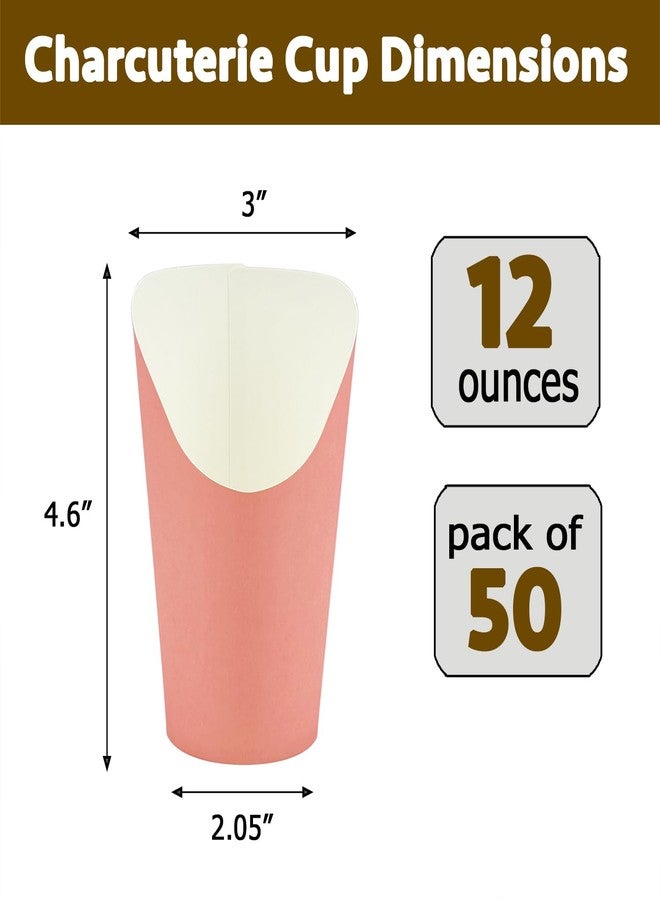 CAMKYDE 50 Pcs French Fries Holder, 12oz Disposable Paper French Fry Cups Charcuterie Cups for all Occasions (12oz, Pink) - Image 2