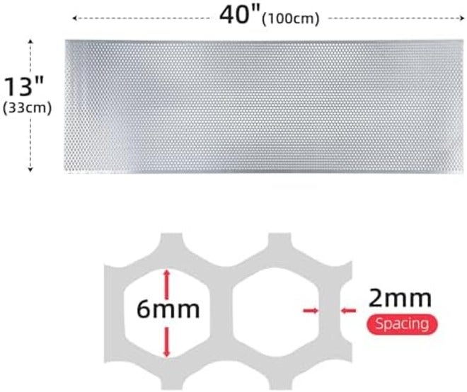 AggAuto 40"x13" Car Grill Mesh - Black Aluminum Alloy Rhombic Hole Bumper Grille Insert, Universal Fit - Image 4