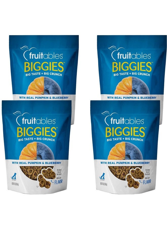 بسكويتات Fruitables Biggies Crunchy Dog للكلاب الكبيرة أو الصغيرة أو المتوسطة الحجم - مكافآت صحية للكلاب - مكافآت للكلاب بنكهة التوت الأزرق واليقطين - 16 أونصة (عبوة من 4 قطع) - Image 1